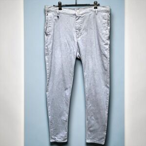 Zara Man Slim Fit Textured Chino Trousers Light Blue Grey Size 32 Made in Turkey